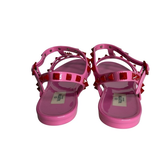 Valentino Garavani Pink Rockstud Cage Flat Jelly Sandals size 41/ US 10.5 - Picture 6 of 11